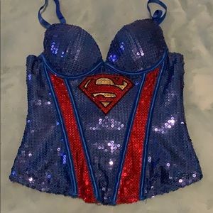 Superwoman bedazzled corset like top